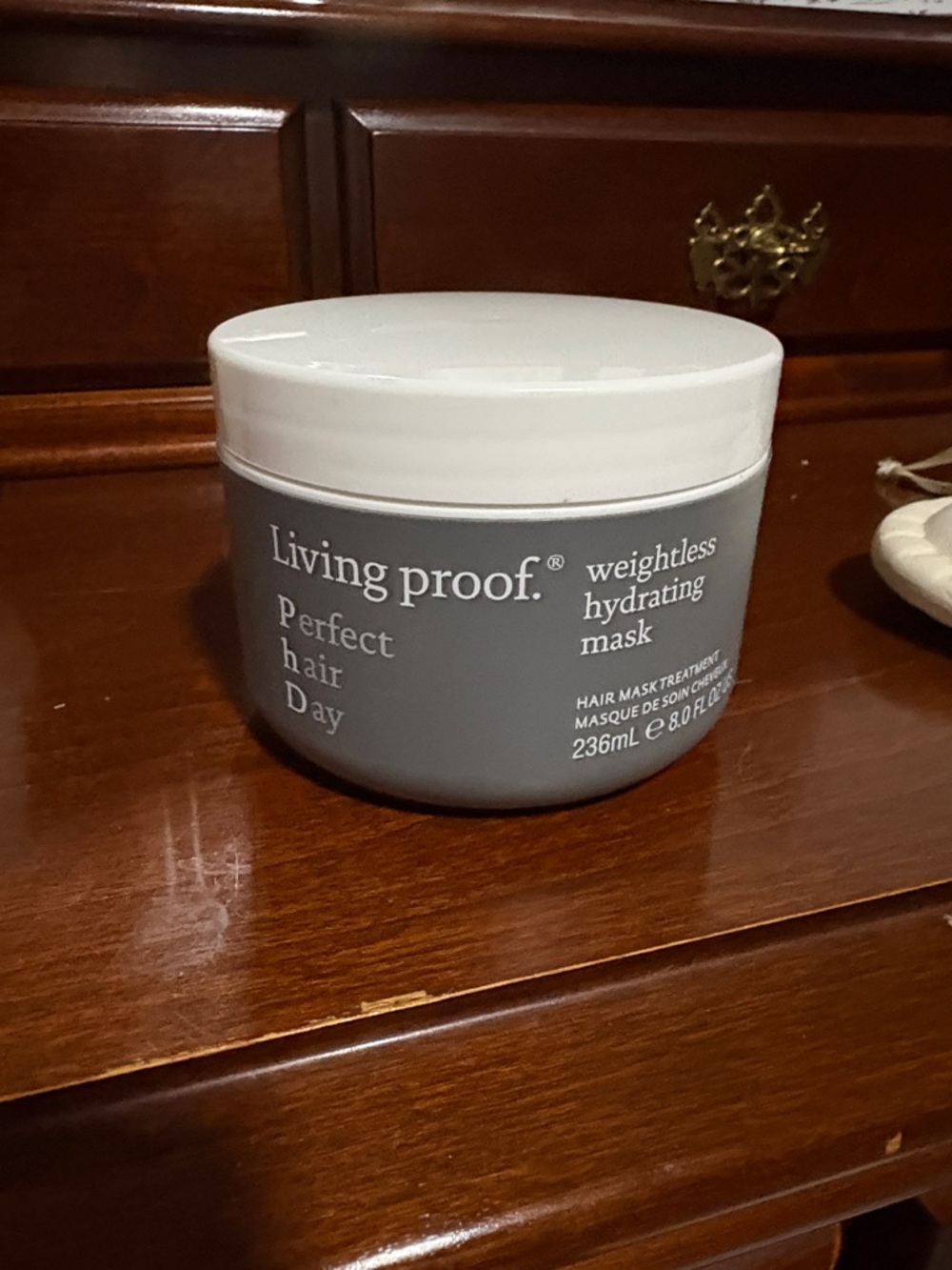 Living Proof hydrating hair mask jar - White & Gray